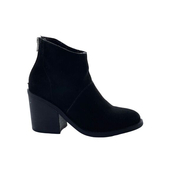 Steve Madden Black Leather Suede Ankle‎ Booties Boots Size 7.5 - Picture 1 of 11